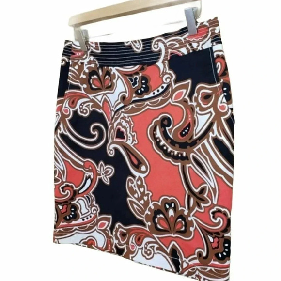 Merona 6 salmon/blk/white‎ paisley skirt - Picture 4 of 6